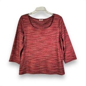 J. Jill Pink Textured Mermaidcore Boat Neck Top Size Medium - "Suzette"